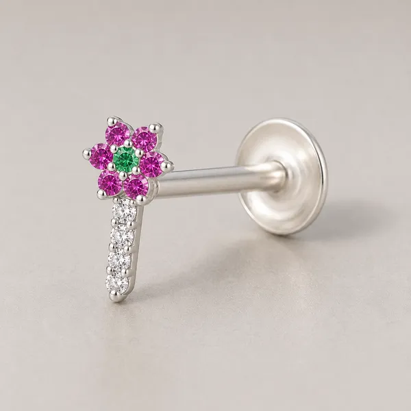 925_Sterling_Silver_Pink_&_Green_Bloom_Drop_Nose_Pin