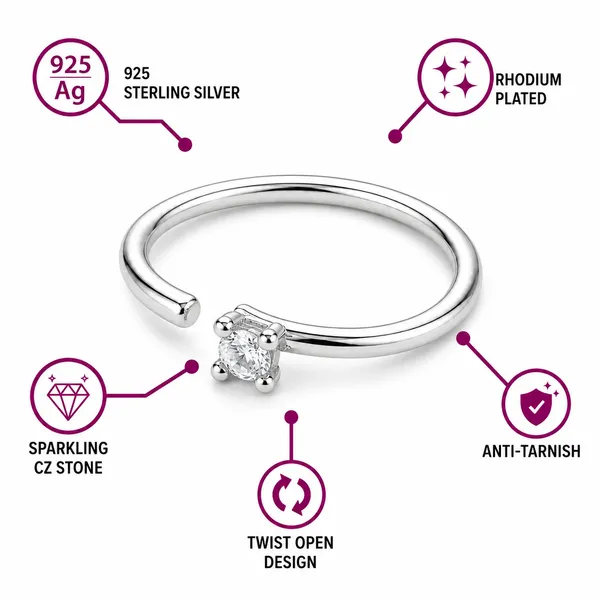 925_Sterling_Silver_Solitaire_CZ_Open_Hoop_Nose_Ring