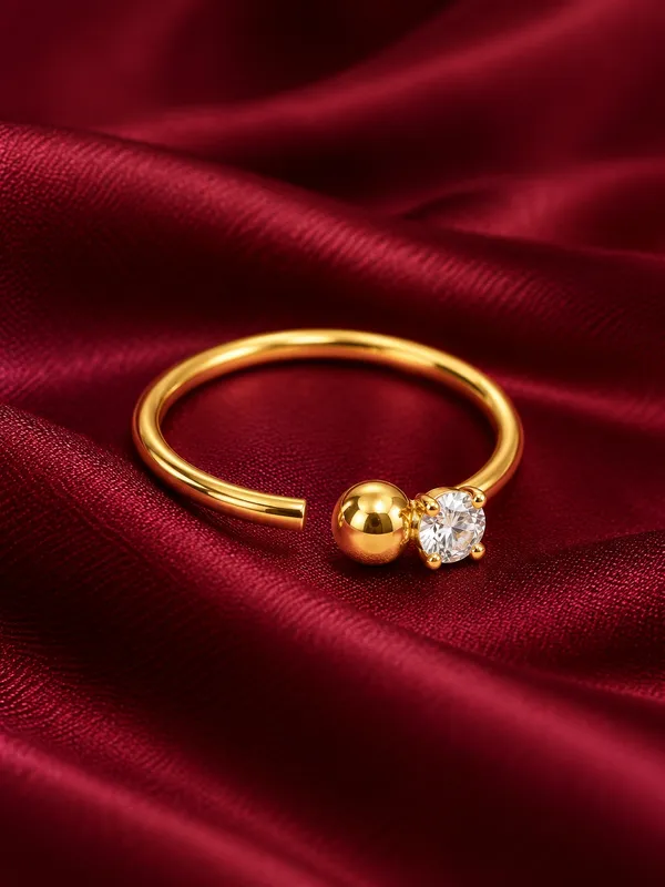 925_Sterling_Silver_22K_Gold_Plated_Cubic_Zirconia_CZ_Single_Stone_Ball_Nose_Ring