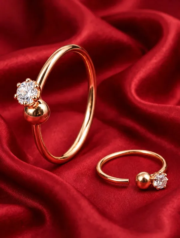 925_Sterling_Silver_22K_Rose_Gold_Plated_Cubic_Zirconia_CZ_Single_Stone_Ball_Nose_Ring