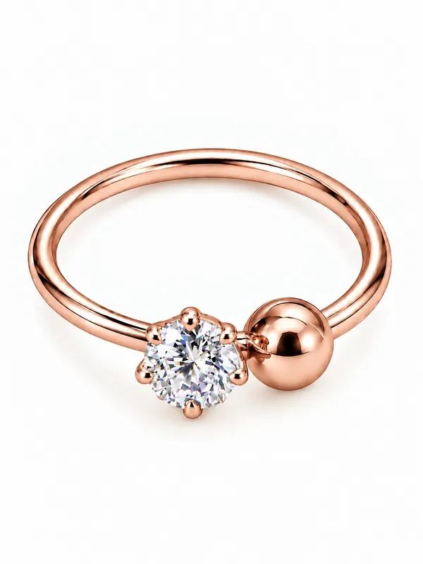 925_Sterling_Silver_22K_Rose_Gold_Plated_Cubic_Zirconia_CZ_Single_Stone_Ball_Nose_Ring