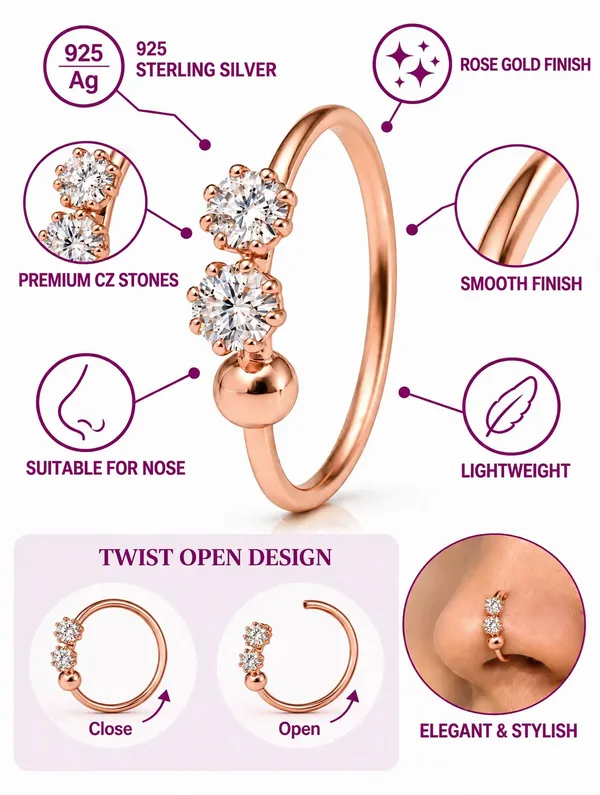 925_Sterling_Silver_22K_Rose_Gold_Plated_Double_Stone_CZ_Nose_Ring