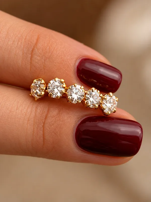 925_Sterling_Silver_22K_Gold_Plated_Five_Stone_CZ_Nose_Ring