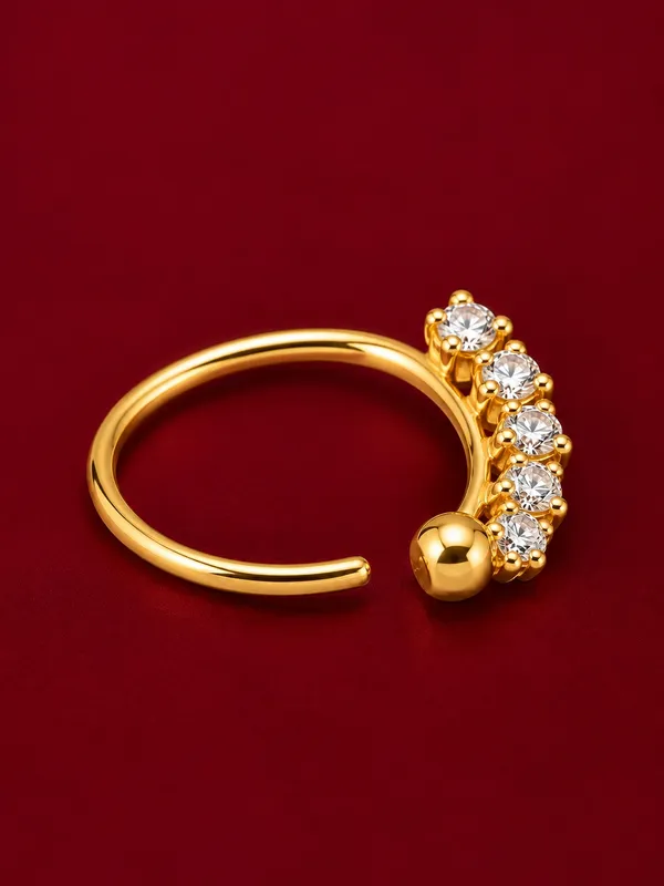 925_Sterling_Silver_22K_Gold_Plated_Five_Stone_CZ_Nose_Ring