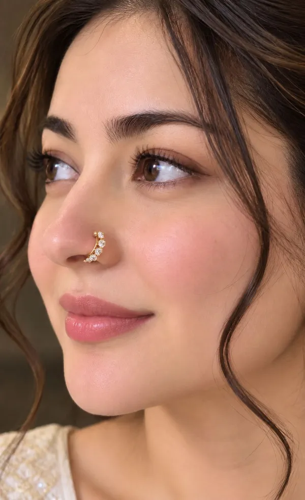 925_Sterling_Silver_22K_Gold_Plated_Five_Stone_CZ_Nose_Ring