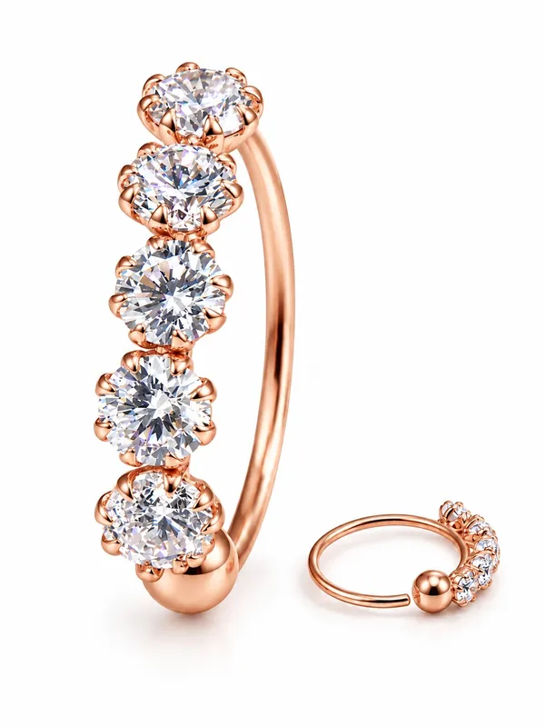 925_Sterling_Silver_22K_Rose_Gold_Plated_Five_Stone_CZ_Nose_Ring