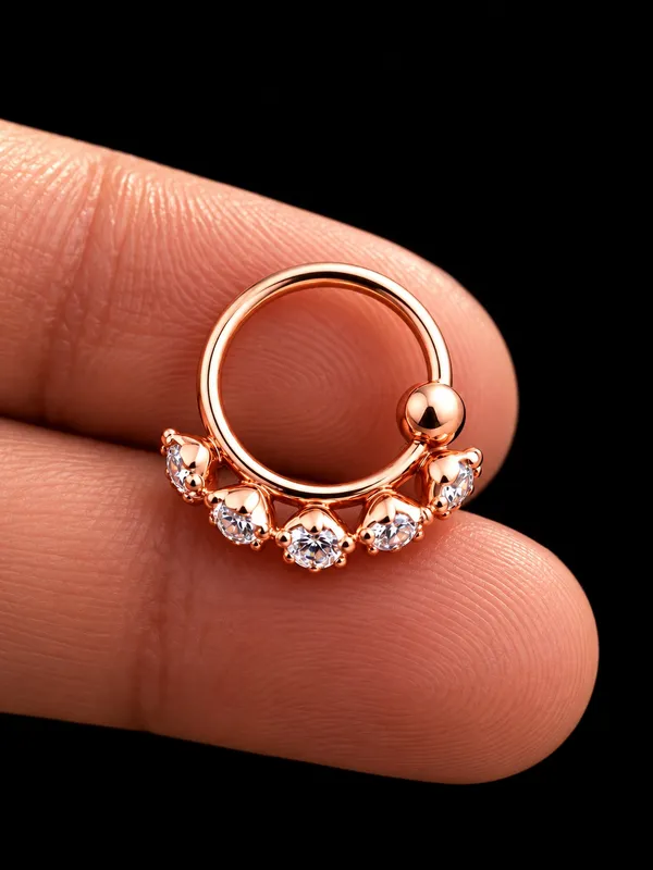 925_Sterling_Silver_22K_Rose_Gold_Plated_Five_Stone_CZ_Nose_Ring