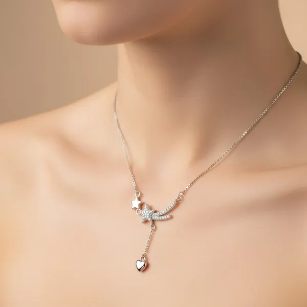 925_Sterling_Silver_Finish_Crystal_Star_Drop_Necklace