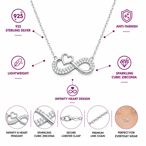 925_Sterling_Silver_Infinity_Heart_Zircon_Jewellery_Pendant