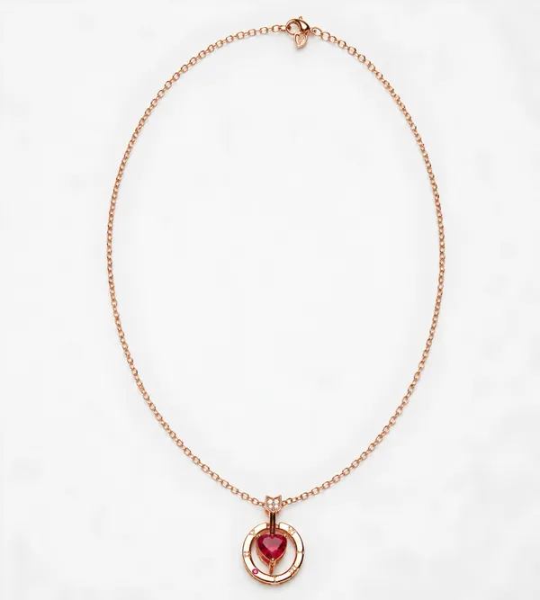 925_Sterling_Silver_With_Rose_Gold_Plated_Cupid_Heart_Circle_Necklace