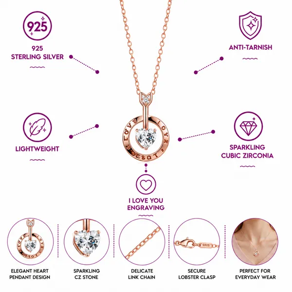 925_Sterling_Silver_With_Rose_Gold_Plated_Cupid_Heart_Circle_Necklace
