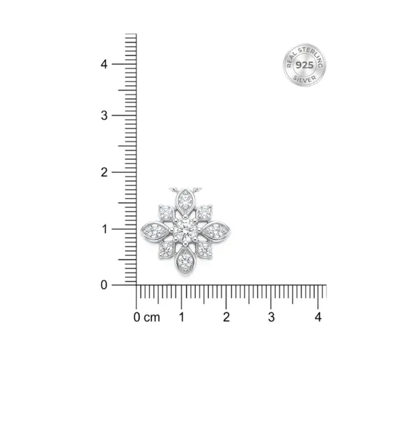 925_Sterling_Silver_Radiant_Floral_Cluster_Jewellery_Pendant_Necklace