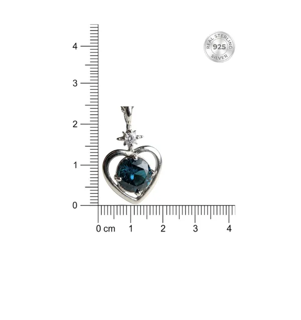 925_Sterling_Silver_Blue_Stone_Heart_Pendant_for_Women_(With_Chain)