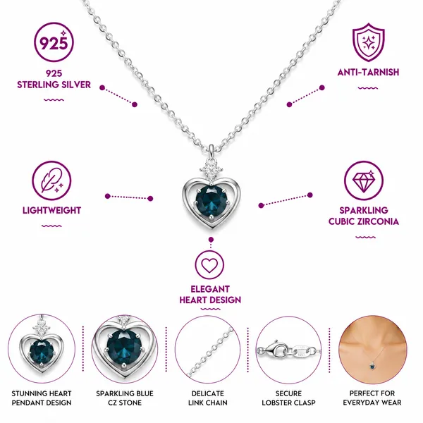 925_Sterling_Silver_Blue_Stone_Heart_Pendant_for_Women_(With_Chain)