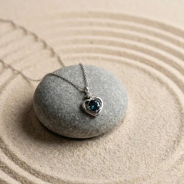 925_Sterling_Silver_Blue_Stone_Heart_Pendant_for_Women_(With_Chain)