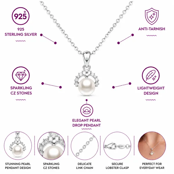 925_Sterling_Silver_Bloom_Pearl_Pendent_(With_Chain)