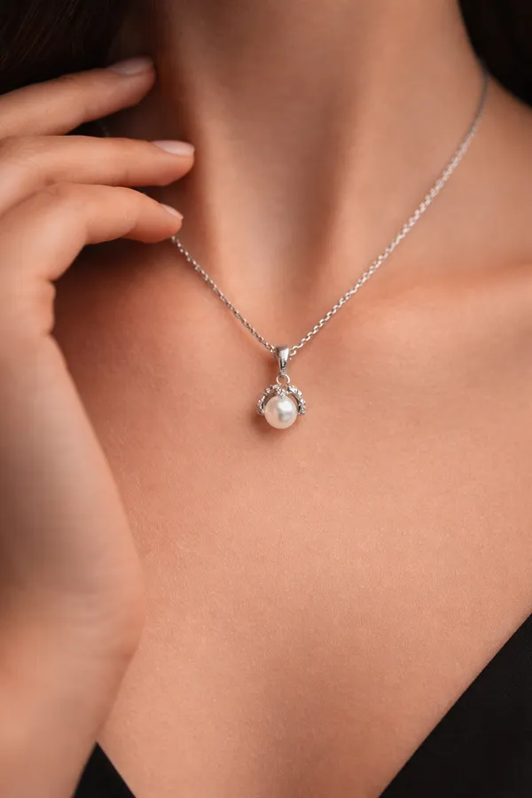 925_Sterling_Silver_Bloom_Pearl_Pendent_(With_Chain)