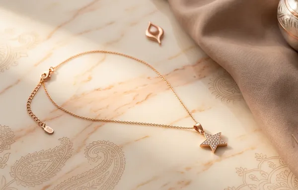 925_Sterling_Silver_Rose_Gold_Plated_Radiant_Star_CZ_Jewellery_Pendant_Necklace