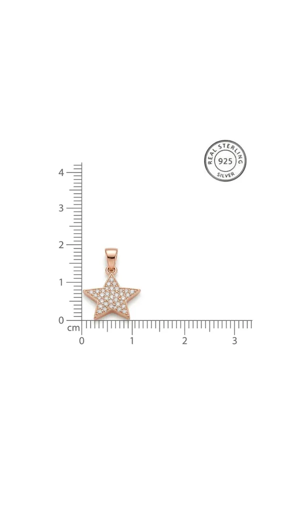 925_Sterling_Silver_Rose_Gold_Plated_Radiant_Star_CZ_Jewellery_Pendant_Necklace
