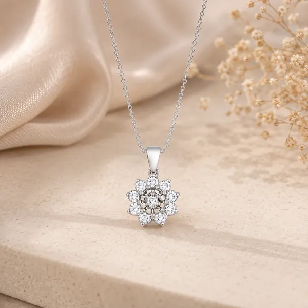 925_Sterling_Silver_Snowflake_Spark_Pendant_(Without_Chain)