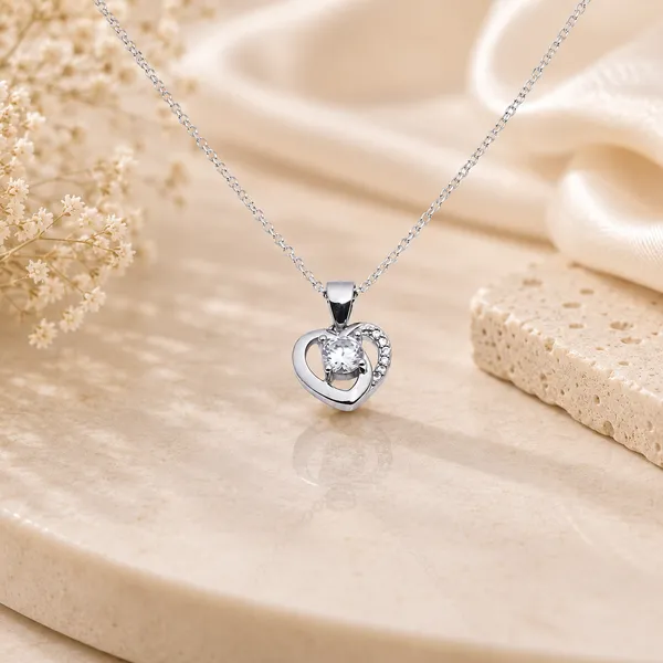925_Sterling_Silver_Radiant_Heart_Pendant_(Without_Chain)