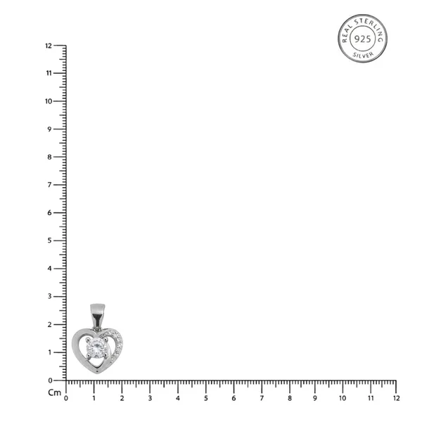 925_Sterling_Silver_Radiant_Heart_Pendant_(Without_Chain)