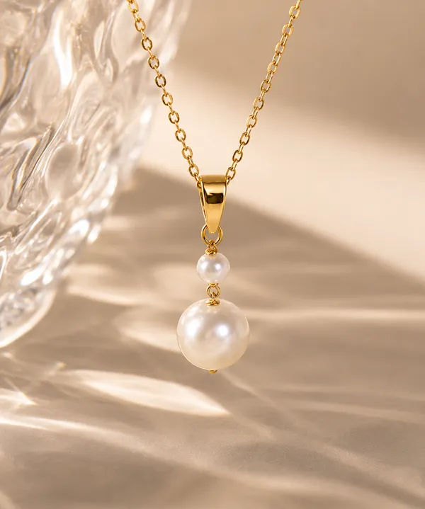 925_Sterling_Silver_Gold_Plated_Pearl_Drop_Pendant_(Without_Chain)