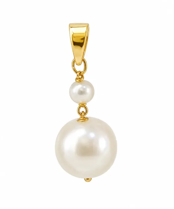 925_Sterling_Silver_Gold_Plated_Pearl_Drop_Pendant_(Without_Chain)
