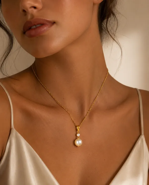 925_Sterling_Silver_Gold_Plated_Pearl_Drop_Pendant_(Without_Chain)