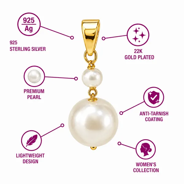 925_Sterling_Silver_Gold_Plated_Pearl_Drop_Pendant_(Without_Chain)