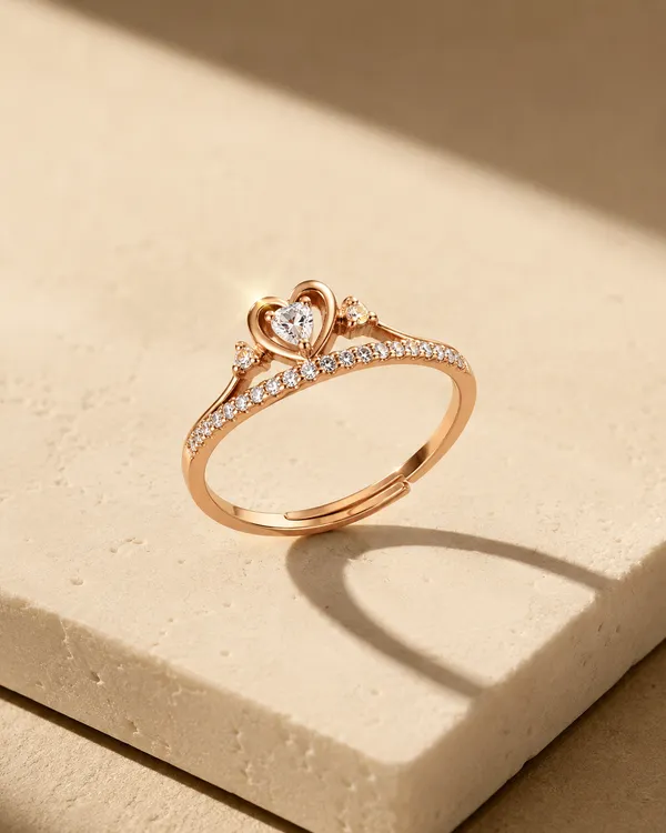 925_Sterling_Silver_Rose_Gold_Plated_Heart_Crown_CZ_Adjustable_Ring