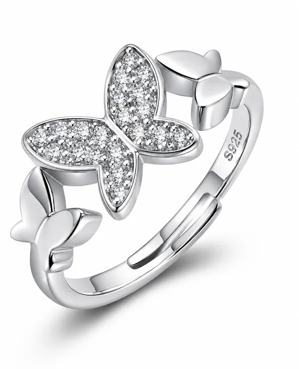 925_Sterling_Silver_Butterfly_CZ_Adjustable_Ring