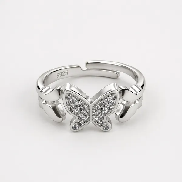 925_Sterling_Silver_Butterfly_CZ_Adjustable_Ring