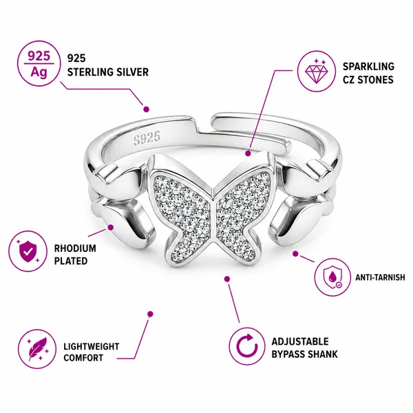 925_Sterling_Silver_Butterfly_CZ_Adjustable_Ring