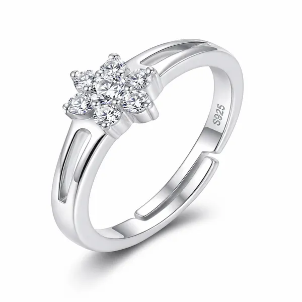 925_Sterling_Silver_Floral_Cluster_CZ_Adjustable_Ring