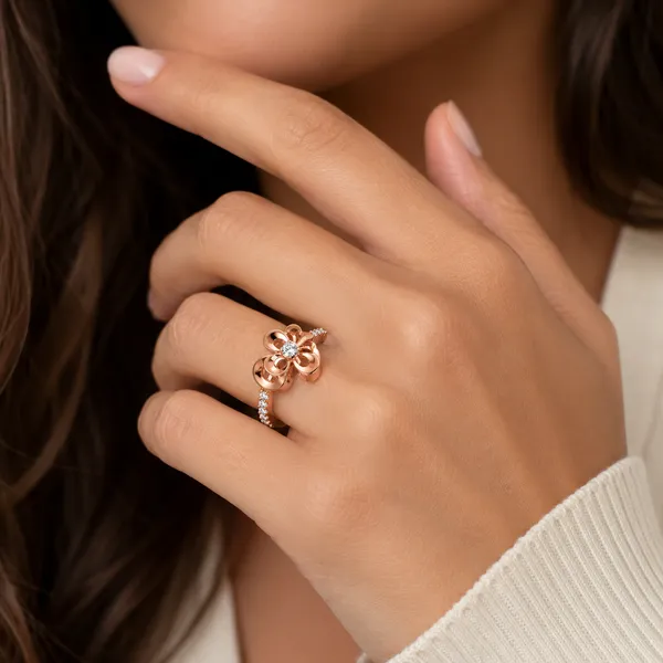 925_Sterling_Silver_Rose_Gold_Floral_CZ_Adjustable_Ring