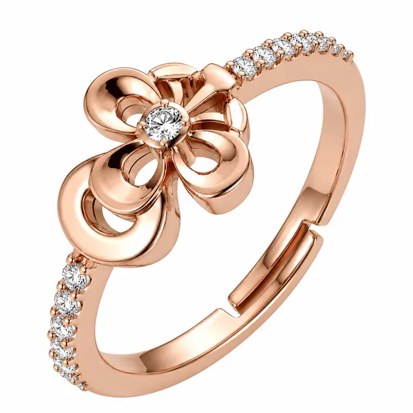 925_Sterling_Silver_Rose_Gold_Floral_CZ_Adjustable_Ring