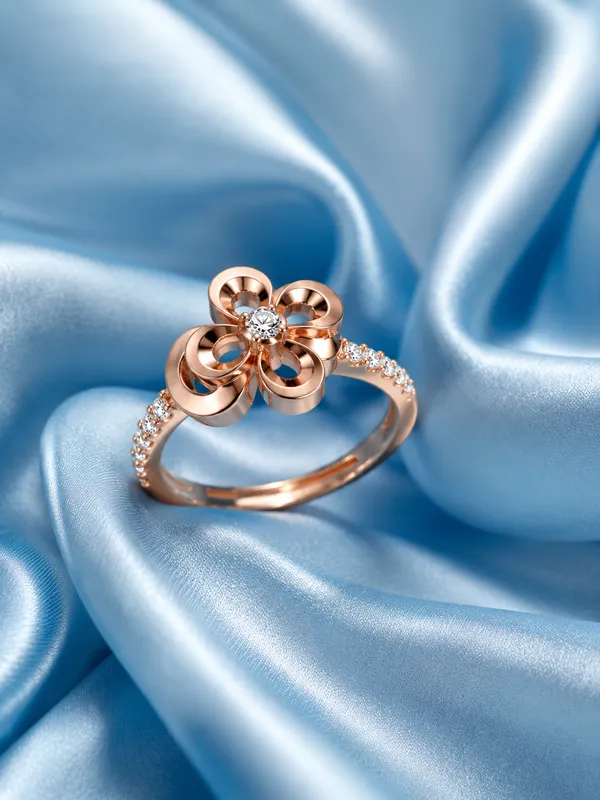 925_Sterling_Silver_Rose_Gold_Floral_CZ_Adjustable_Ring