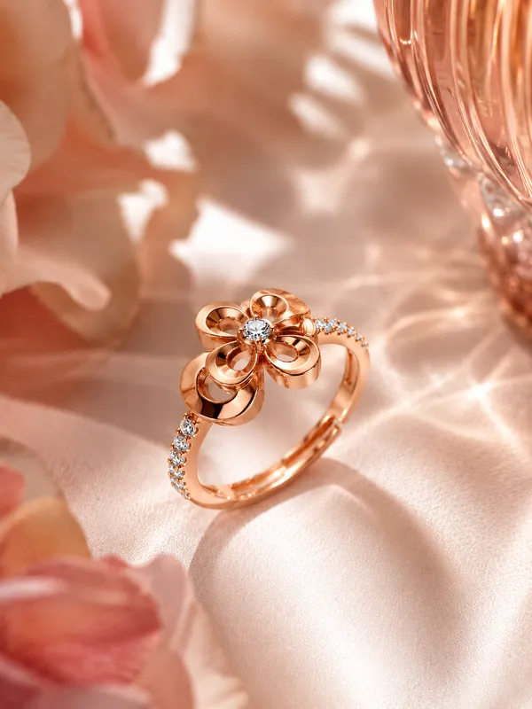 925_Sterling_Silver_Rose_Gold_Floral_CZ_Adjustable_Ring