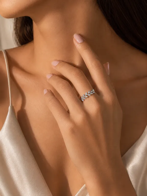 925_Sterling_Silver_Leaf_Vine_CZ_Adjustable_Ring