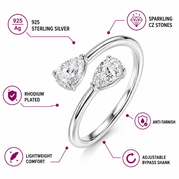 925_Sterling_Silver_Twin_Pear_CZ_Open_Ring