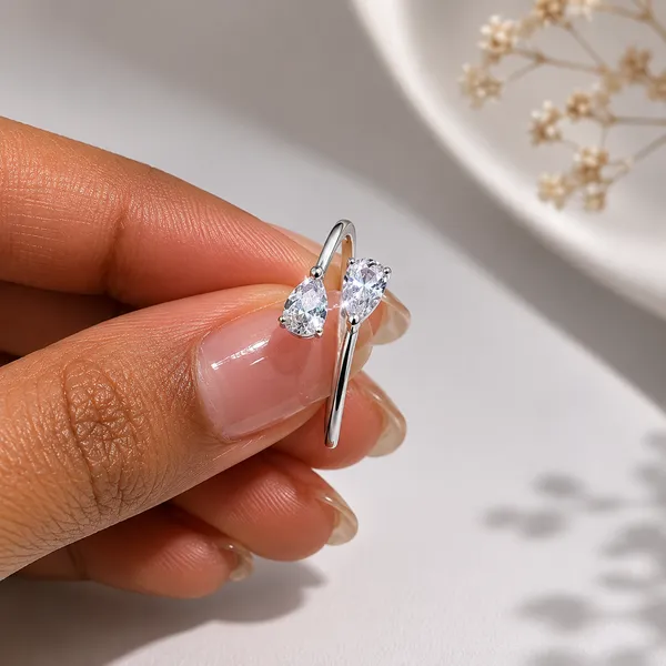 925_Sterling_Silver_Twin_Pear_CZ_Open_Ring