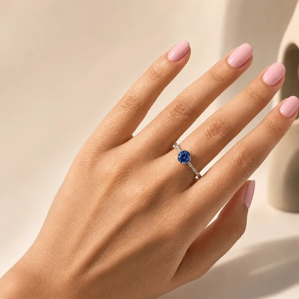 925_Sterling_Silver_Blue_Solitaire_CZ_Adjustable_Ring