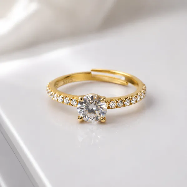 925_Sterling_Silver_22K_Gold_Plated_Solitaire_CZ_Open_Ring