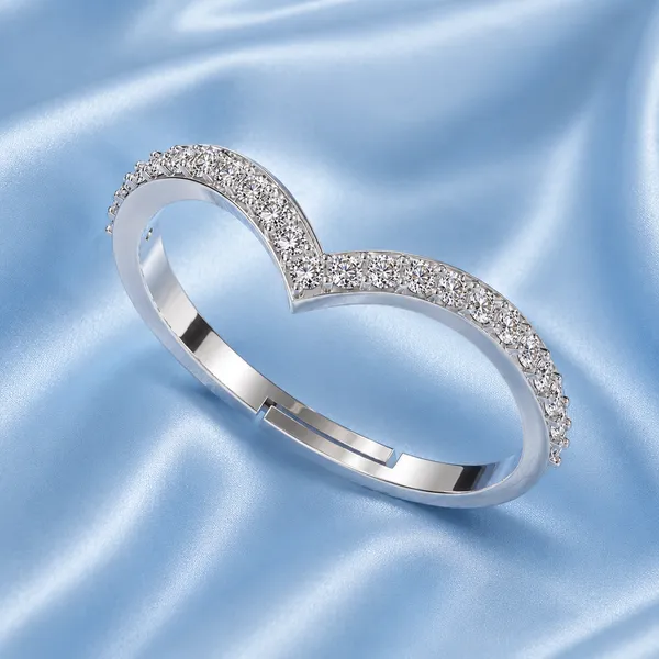 925_Sterling_Silver_Chevron_CZ_Adjustable_Ring