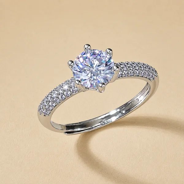 925_Sterling_Silver_Classic_Solitaire_CZ_Adjustable_Ring