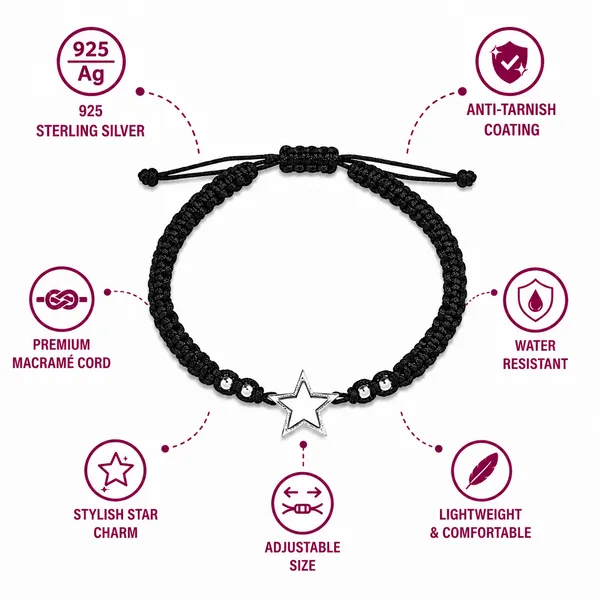 925_Sterling_Silver_Oxidised_Star_Motif_Thread_Bracelet