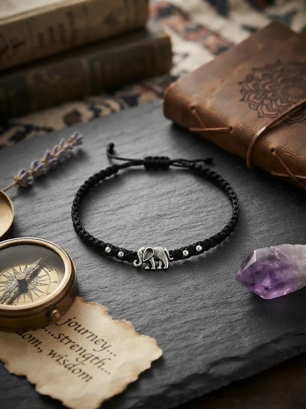 925_Sterling_Silver_Oxidised_Elephant_Motif_Thread_Bracelet