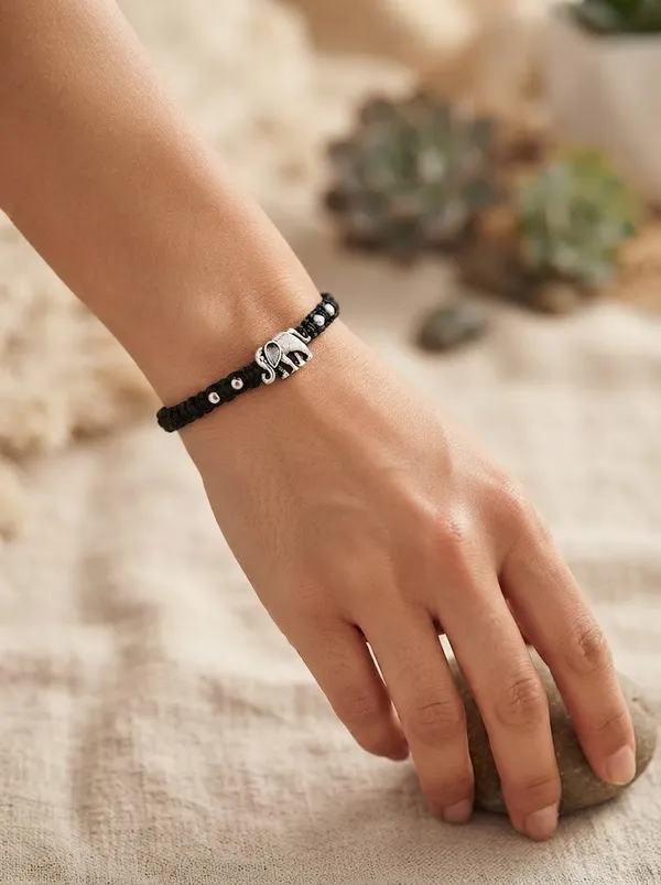 925_Sterling_Silver_Oxidised_Elephant_Motif_Thread_Bracelet