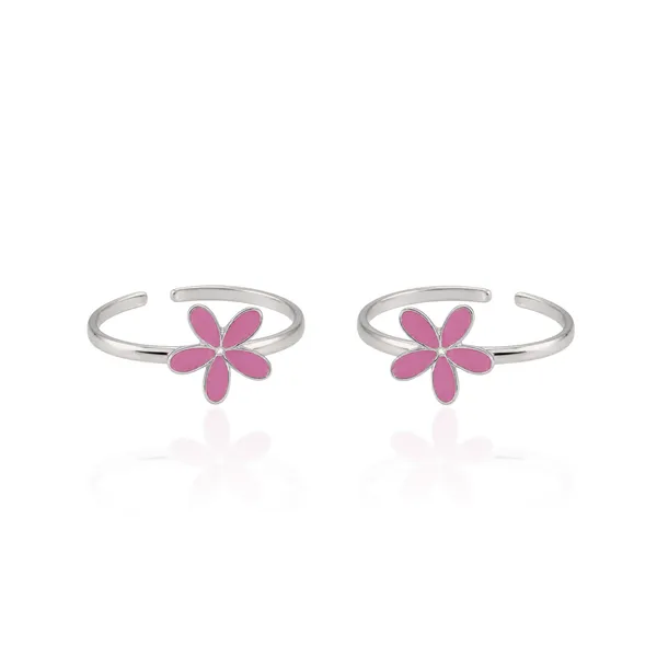 925_Sterling_Silver_Floral_Pink_Toe_Ring_for_Women